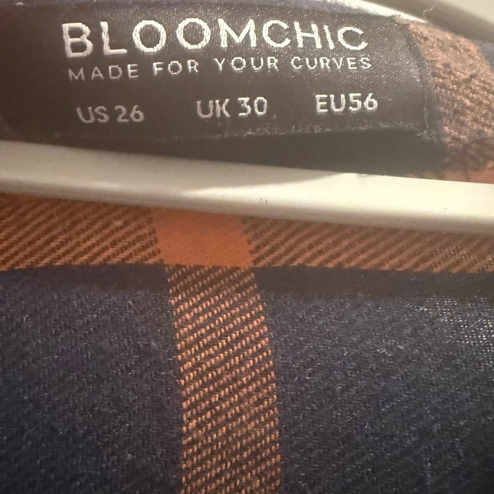 BloomChic Navy and Orange Checkered Dress